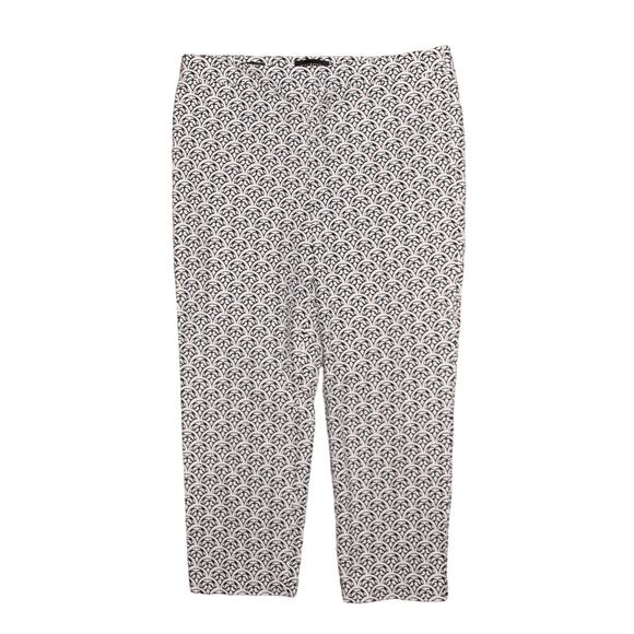 TALBOTS‎ $89 Cotton Bi-Stretch Chatham Crop Pants Scallop Tiles Size 12 - Picture 1 of 5